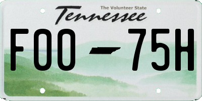 TN license plate F0075H
