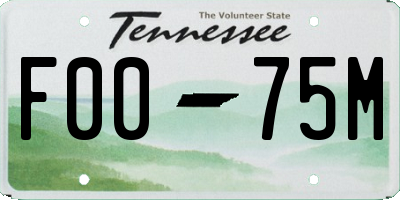 TN license plate F0075M