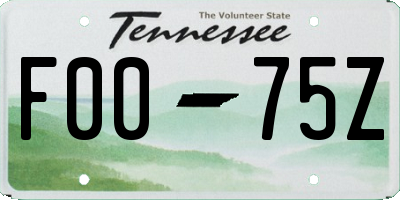 TN license plate F0075Z