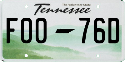 TN license plate F0076D