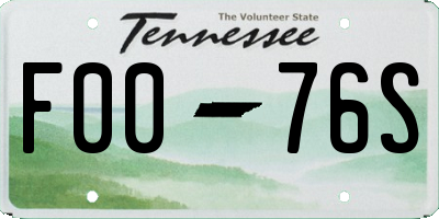 TN license plate F0076S