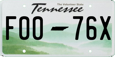 TN license plate F0076X