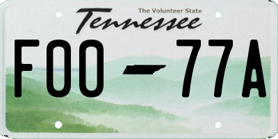 TN license plate F0077A