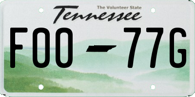 TN license plate F0077G