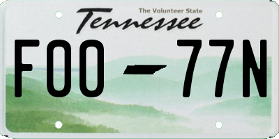 TN license plate F0077N