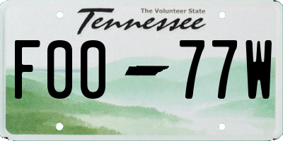 TN license plate F0077W
