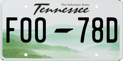 TN license plate F0078D