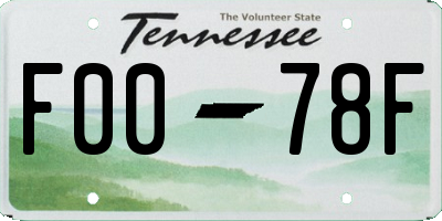 TN license plate F0078F