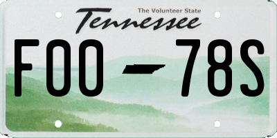 TN license plate F0078S