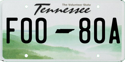 TN license plate F0080A
