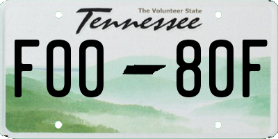 TN license plate F0080F