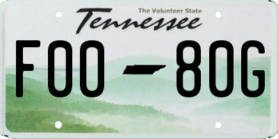 TN license plate F0080G