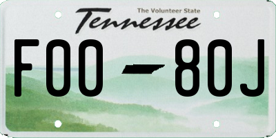 TN license plate F0080J
