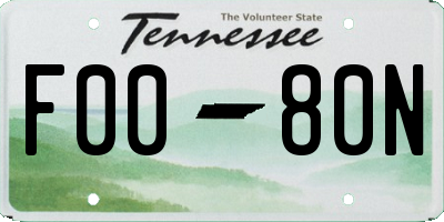 TN license plate F0080N