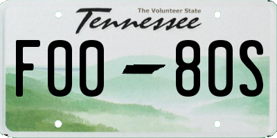TN license plate F0080S