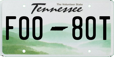 TN license plate F0080T