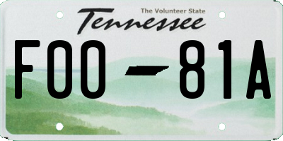 TN license plate F0081A