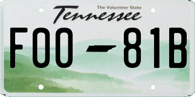 TN license plate F0081B