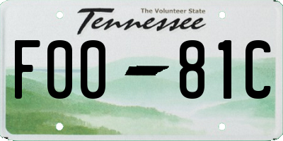 TN license plate F0081C