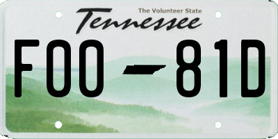 TN license plate F0081D