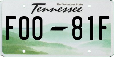 TN license plate F0081F