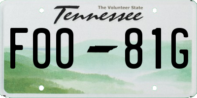 TN license plate F0081G