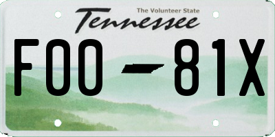 TN license plate F0081X