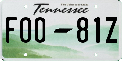 TN license plate F0081Z