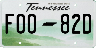 TN license plate F0082D