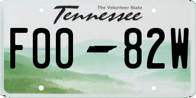 TN license plate F0082W