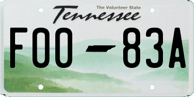 TN license plate F0083A