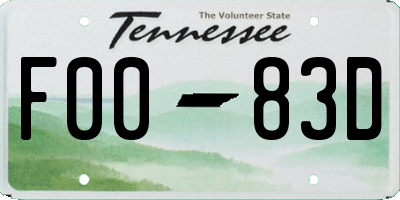 TN license plate F0083D