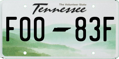 TN license plate F0083F