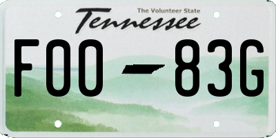 TN license plate F0083G
