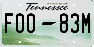 TN license plate F0083M