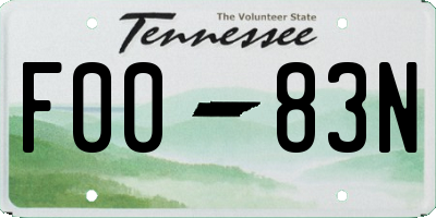 TN license plate F0083N