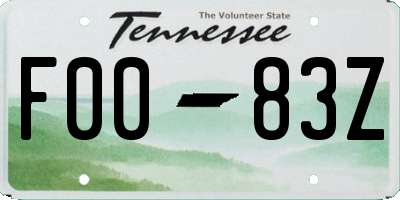 TN license plate F0083Z