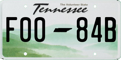 TN license plate F0084B