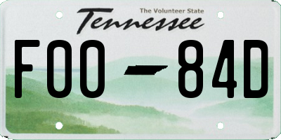 TN license plate F0084D