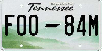 TN license plate F0084M