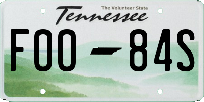 TN license plate F0084S