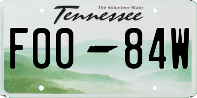 TN license plate F0084W