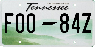 TN license plate F0084Z