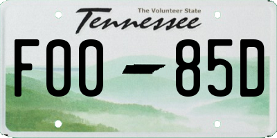 TN license plate F0085D