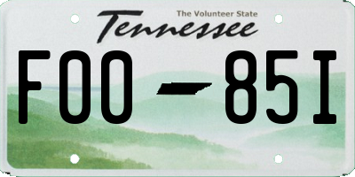 TN license plate F0085I