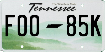 TN license plate F0085K