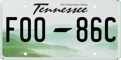 TN license plate F0086C