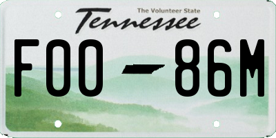 TN license plate F0086M