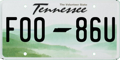TN license plate F0086U