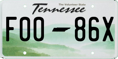TN license plate F0086X